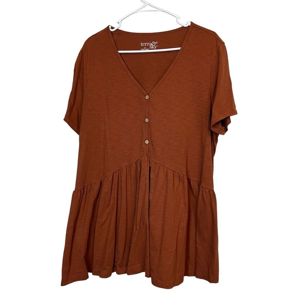 Terra & Sky Burnt Orange Blouse Size 1X Women